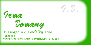 irma domany business card